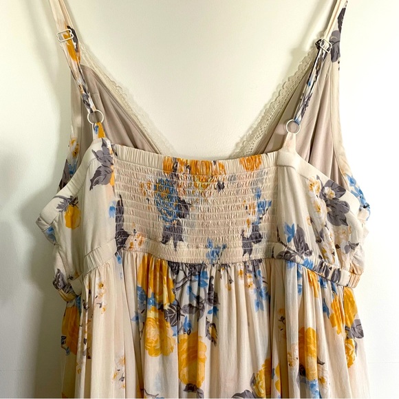 Torrid Cream & Yellow Floral Sleeveless V-Neck Lace Trim Midi Dress Size 2 - Picture 10 of 12